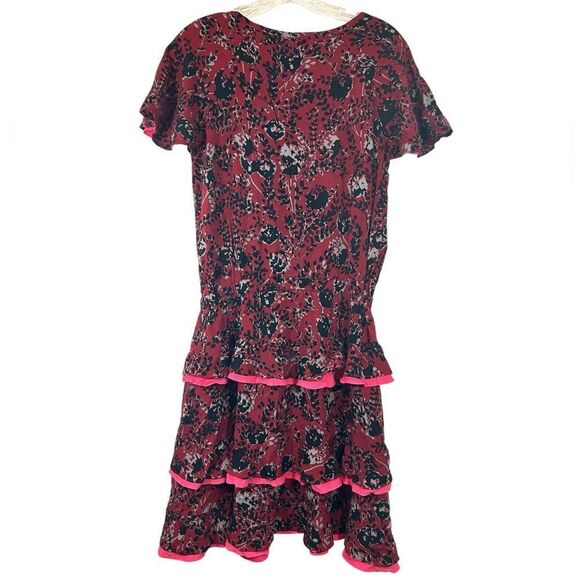 Matilda Jane ladies Helena dress red burgandy floral casual day tiered ruffle